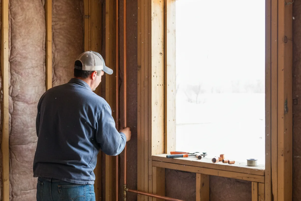 Licensed plumber running new copper supply lines in a Williamsport home