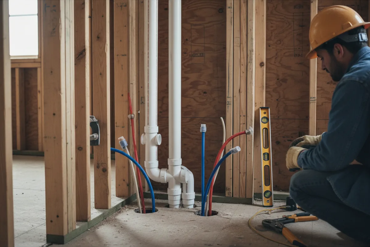 Drain and supply rough-in during Drain Cleaning in Williamsport